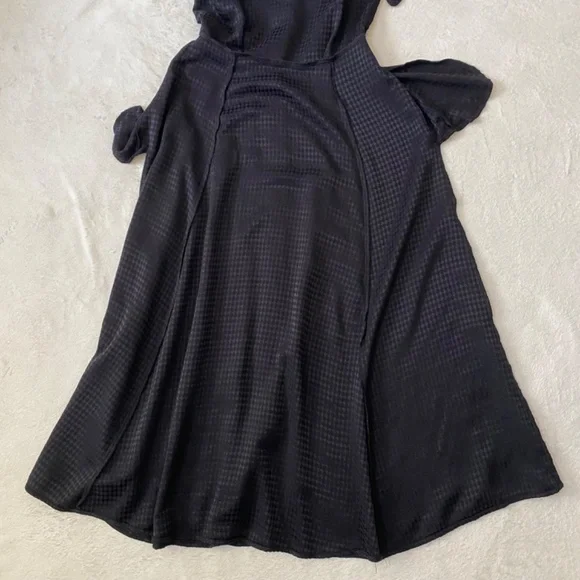 VGT Calvin Klein Black Tie-Sleeve Jacquard Special Occasion Evening Maxi Dress 4